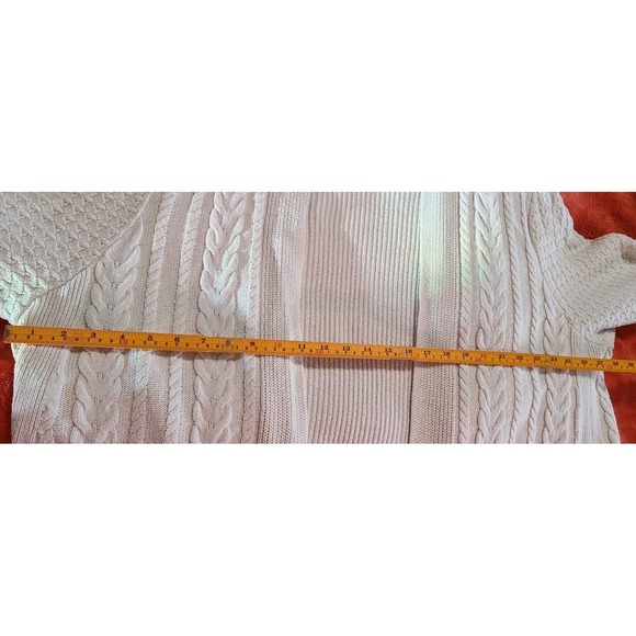 J Jill Open Front Cable Knit Chunky Long Cardigan Sweater Womens 3X Cream Beige - Picture 4 of 5